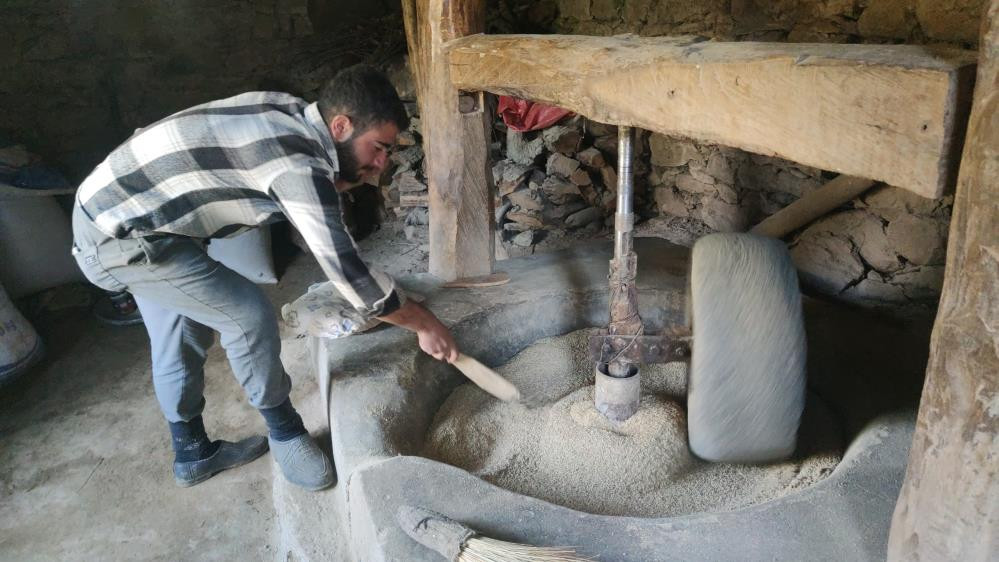 Bitlis'te asırlık su değirmenlerinde çeltikler pirinç haline getiriliyor